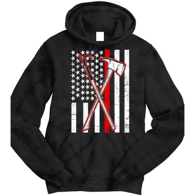Firefighter US Flag Thin Red Line Tie Dye Hoodie