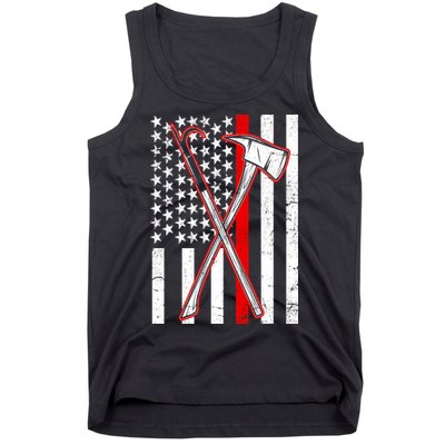 Firefighter US Flag Thin Red Line Tank Top
