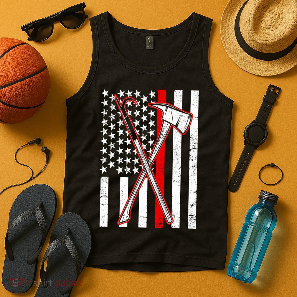 Firefighter US Flag Thin Red Line Tank Top