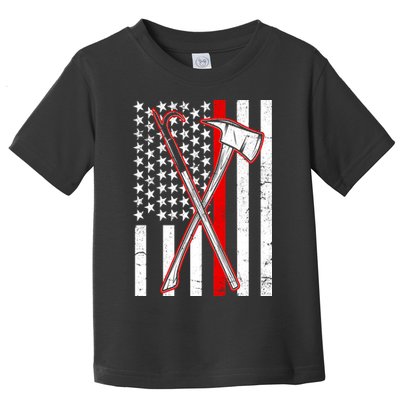 Firefighter US Flag Thin Red Line Toddler T-Shirt