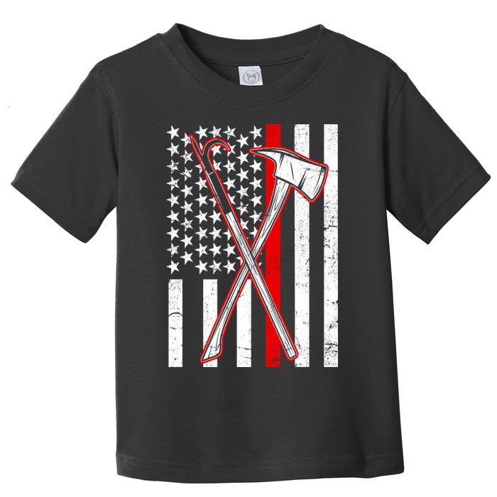Firefighter US Flag Thin Red Line Toddler T-Shirt