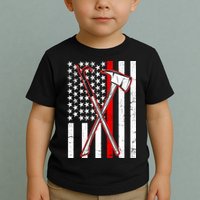 Firefighter US Flag Thin Red Line Toddler T-Shirt