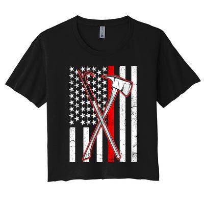 Firefighter US Flag Thin Red Line Crop Top