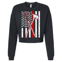 Firefighter US Flag Thin Red Line Cropped Pullover Crew