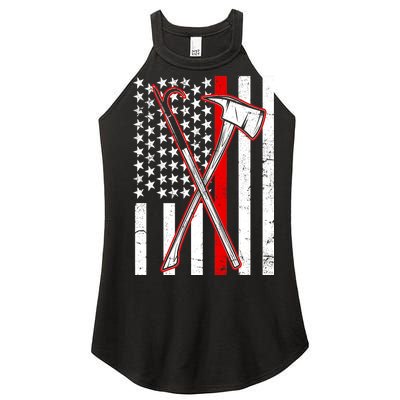 Firefighter US Flag Thin Red Line Women's Perfect Tri Rocker Tank