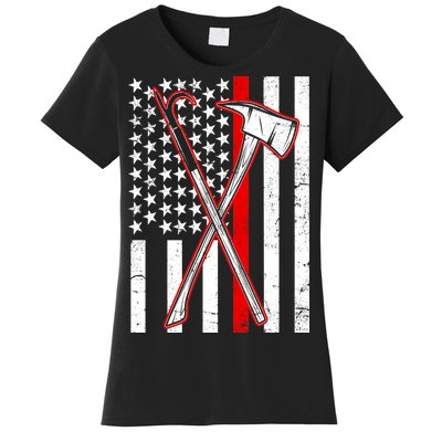 Firefighter US Flag Thin Red Line Women's T-Shirt