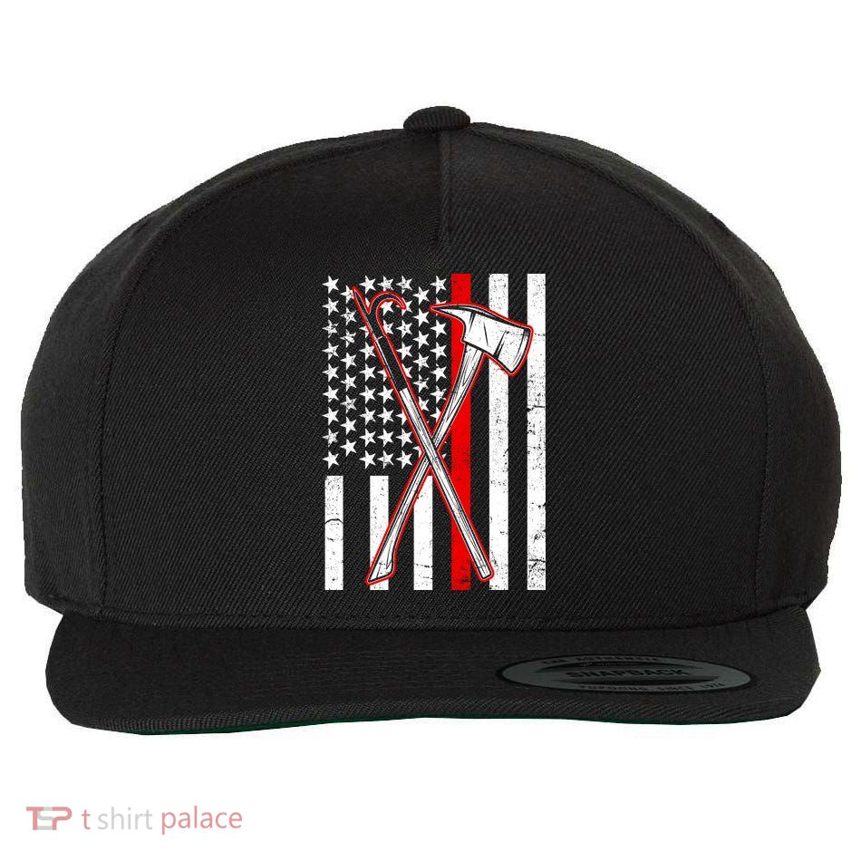 Firefighter US Flag Thin Red Line Wool Snapback Cap