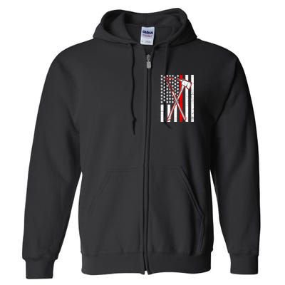 Firefighter US Flag Thin Red Line Full Zip Hoodie