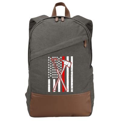 Firefighter US Flag Thin Red Line Cotton Canvas Backpack