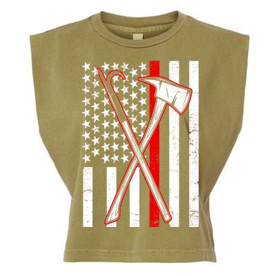 Firefighter US Flag Thin Red Line Garment-Dyed Women's Muscle Tee