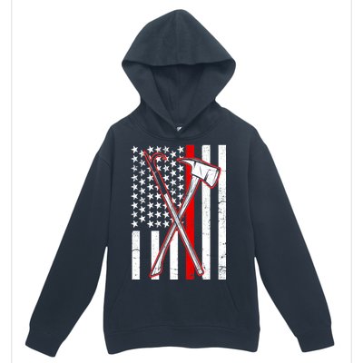 Firefighter US Flag Thin Red Line Urban Pullover Hoodie