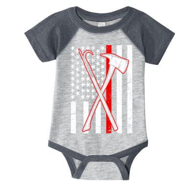 Firefighter US Flag Thin Red Line Infant Baby Jersey Bodysuit