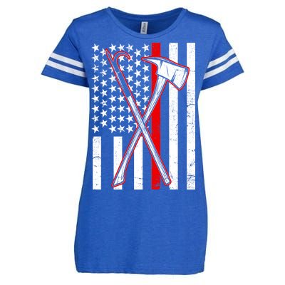 Firefighter US Flag Thin Red Line Enza Ladies Jersey Football T-Shirt