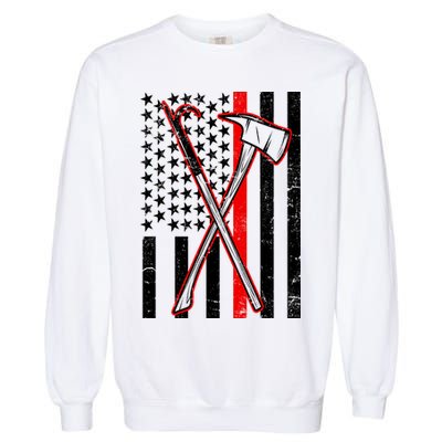 Firefighter US Flag Thin Red Line Garment-Dyed Sweatshirt