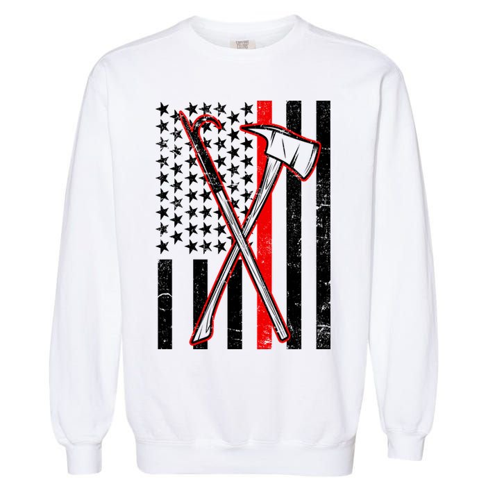 Firefighter US Flag Thin Red Line Garment-Dyed Sweatshirt