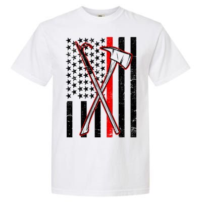 Firefighter US Flag Thin Red Line Garment-Dyed Heavyweight T-Shirt