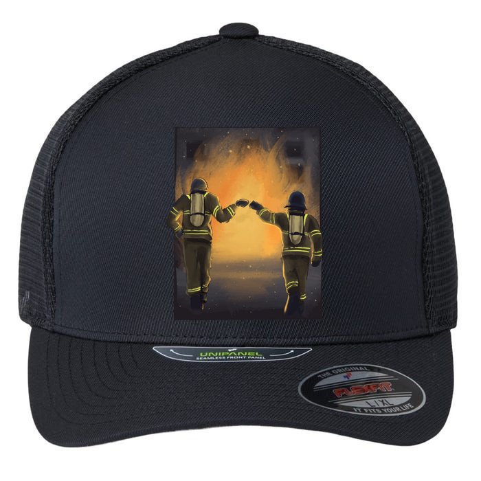 Firefighters Fist Bump  Flexfit Unipanel Trucker Cap