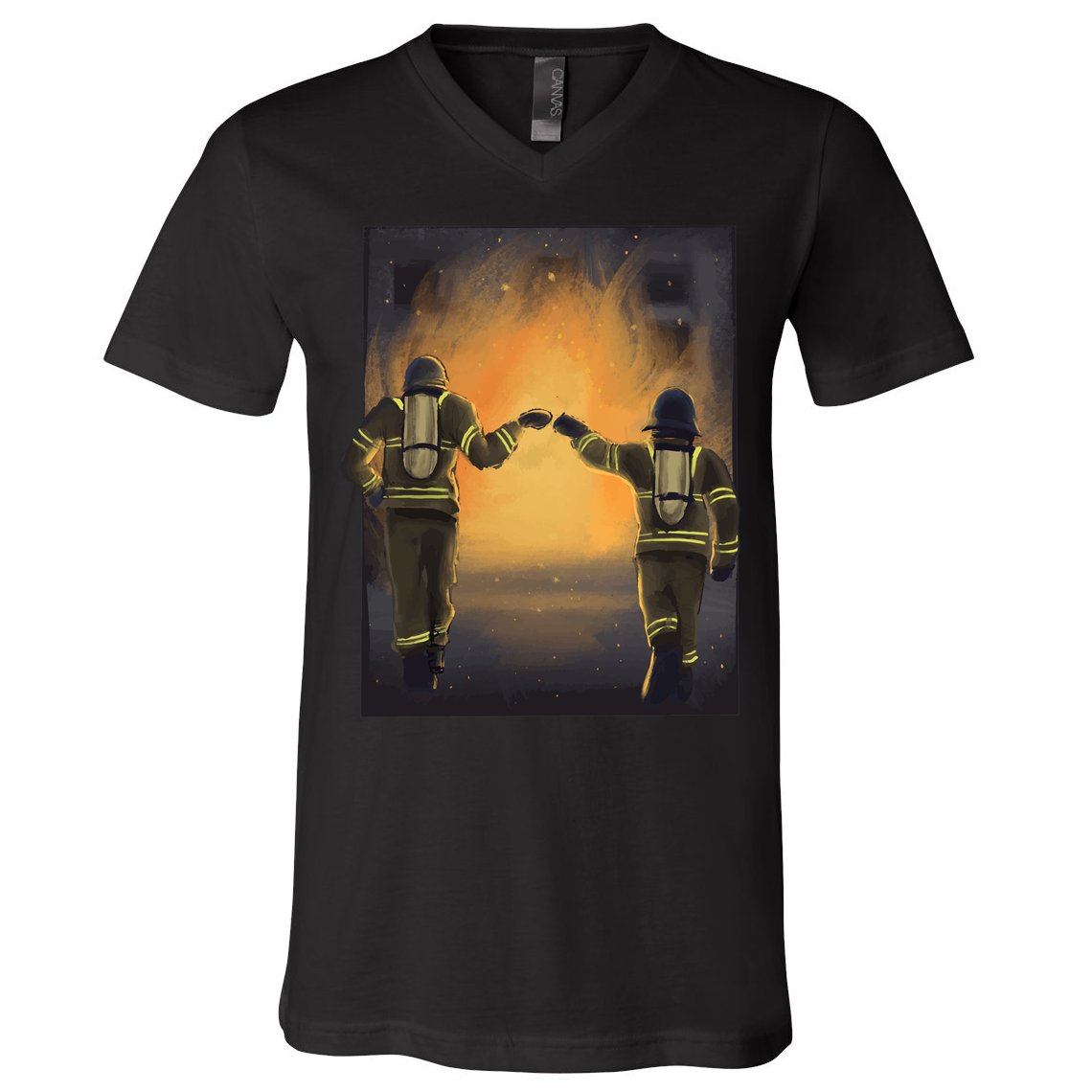 Firefighters Fist Bump  V-Neck T-Shirt