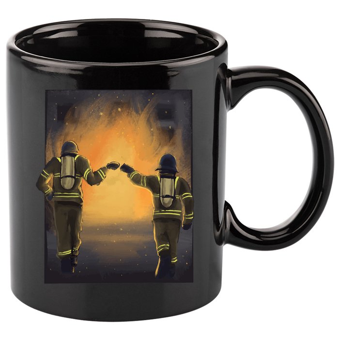 Firefighters Fist Bump  11oz C Handle Ceramic Mug