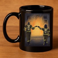 Firefighters Fist Bump  11oz C Handle Ceramic Mug