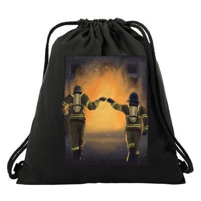 Firefighters Fist Bump  Drawstring Bag