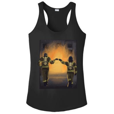 Firefighters Fist Bump  Ladies PosiCharge Competitor Racerback Tank