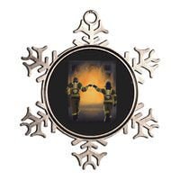 Firefighters Fist Bump  Metallic Star Ornament