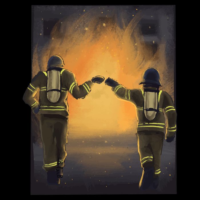 Firefighters Fist Bump  Metallic Star Ornament