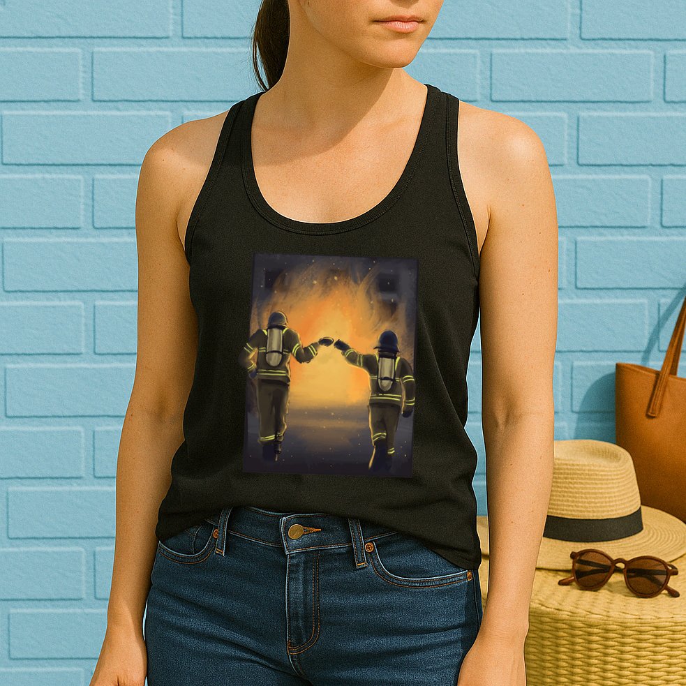 Firefighters Fist Bump  Womens Tank Top