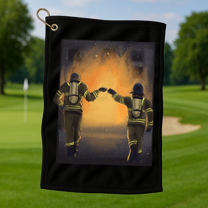Firefighters Fist Bump  Golf Towel