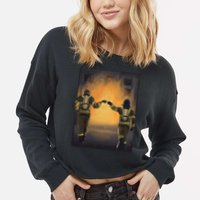 Firefighters Fist Bump  Cropped Pullover Crew