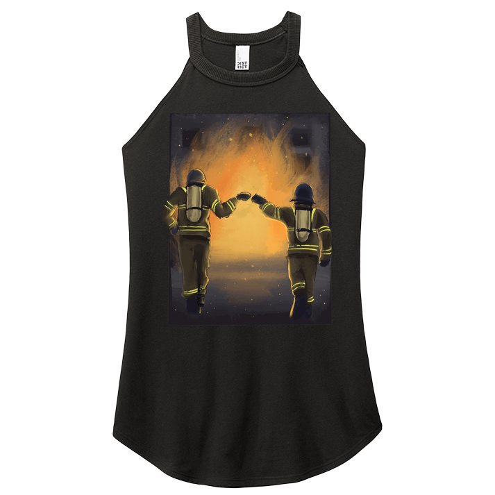 Firefighters Fist Bump  Women's Perfect Tri Rocker Tank