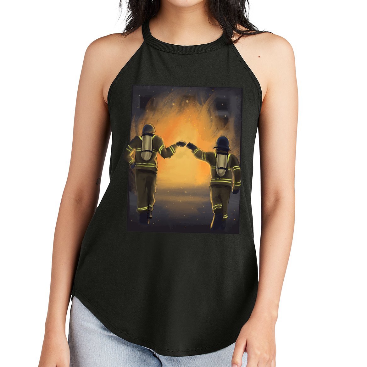 Firefighters Fist Bump  Women's Perfect Tri Rocker Tank