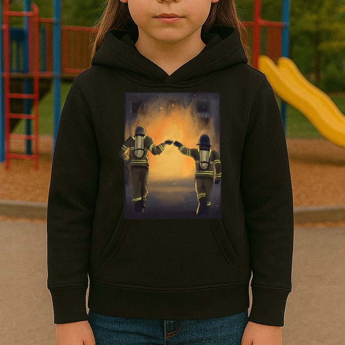 Firefighters Fist Bump  Kids Hoodie