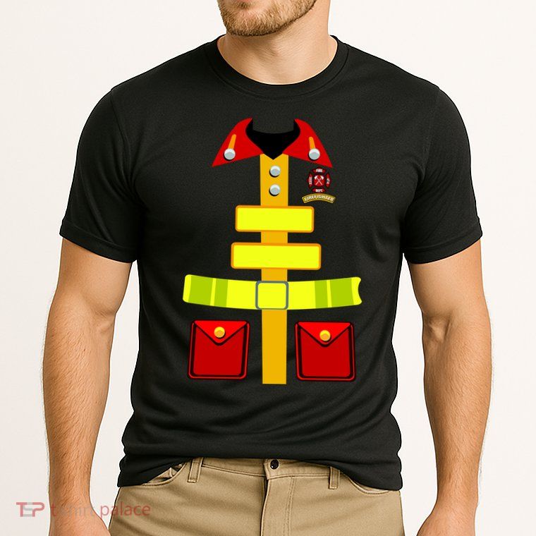 Fireman Costume Firefighter Halloween Uniform Performance Shirt