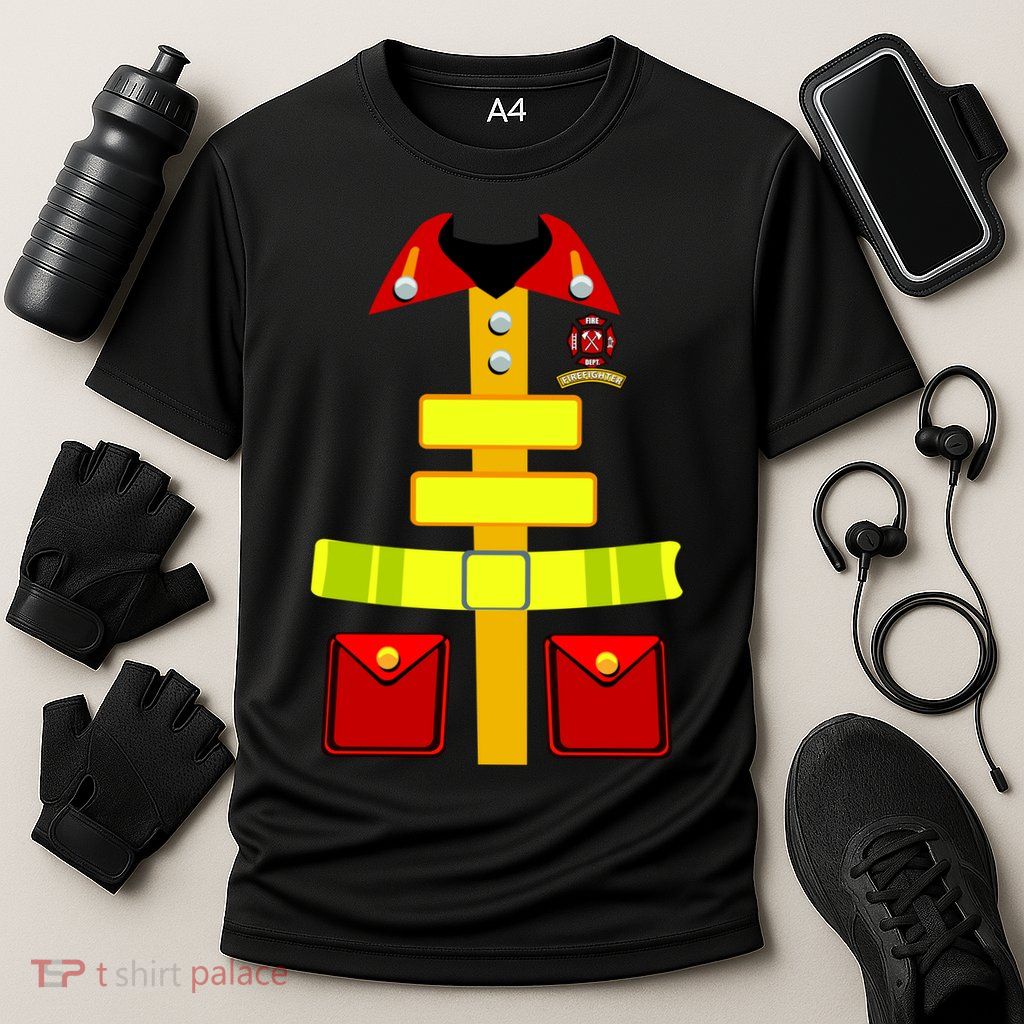 Fireman Costume Firefighter Halloween Uniform Performance Shirt