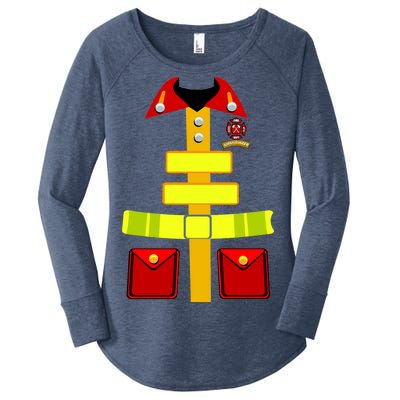 Fireman Costume Firefighter Halloween Uniform Women's Perfect Tri Tunic Long Sleeve Shirt