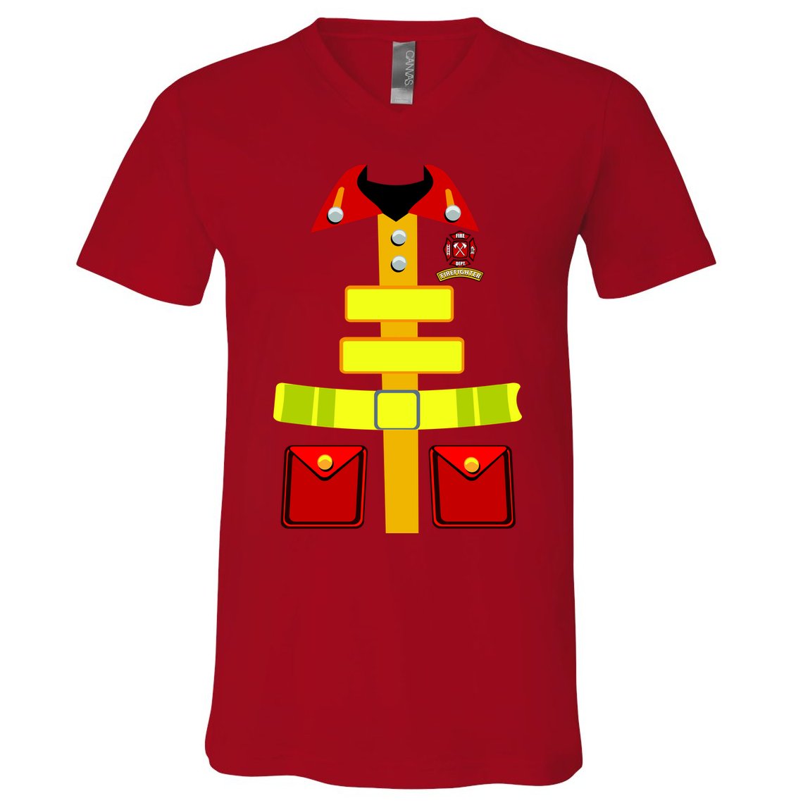 Fireman Costume Firefighter Halloween Uniform V-Neck T-Shirt
