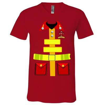 Fireman Costume Firefighter Halloween Uniform V-Neck T-Shirt