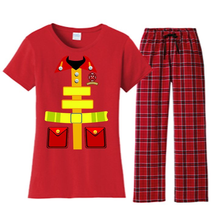 Fireman Costume Firefighter Halloween Uniform Women's Flannel Pajama Set