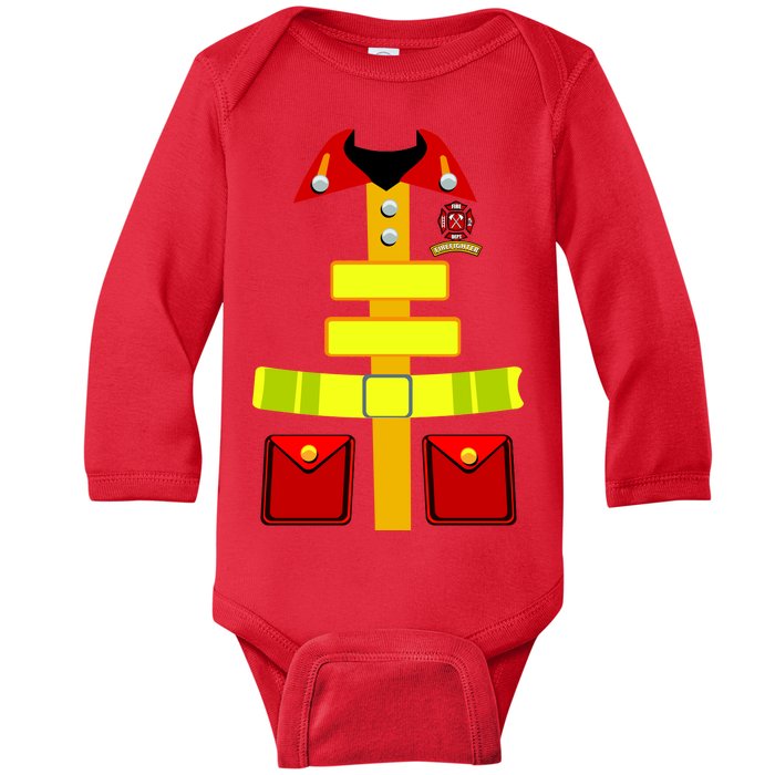 Fireman Costume Firefighter Halloween Uniform Baby Long Sleeve Bodysuit