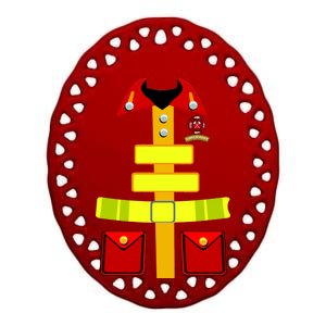 Fireman Costume Firefighter Halloween Uniform Ceramic Oval Ornament