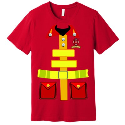 Fireman Costume Firefighter Halloween Uniform Premium T-Shirt