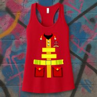 Fireman Costume Firefighter Halloween Uniform Womens Tank Top