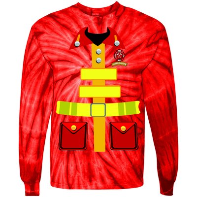 Fireman Costume Firefighter Halloween Uniform Tie-Dye Long Sleeve Shirt