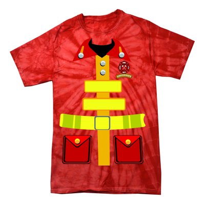 Fireman Costume Firefighter Halloween Uniform Tie-Dye T-Shirt