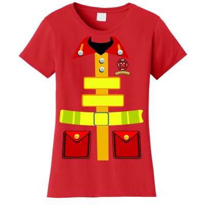 Fireman Costume Firefighter Halloween Uniform Women's T-Shirt