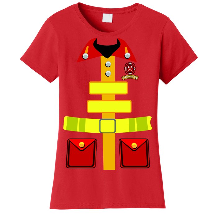 Fireman Costume Firefighter Halloween Uniform Women's T-Shirt