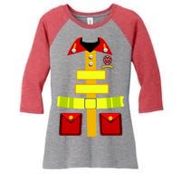 Fireman Costume Firefighter Halloween Uniform Women's Tri-Blend 3/4-Sleeve Raglan Shirt