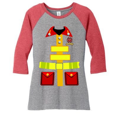 Fireman Costume Firefighter Halloween Uniform Women's Tri-Blend 3/4-Sleeve Raglan Shirt